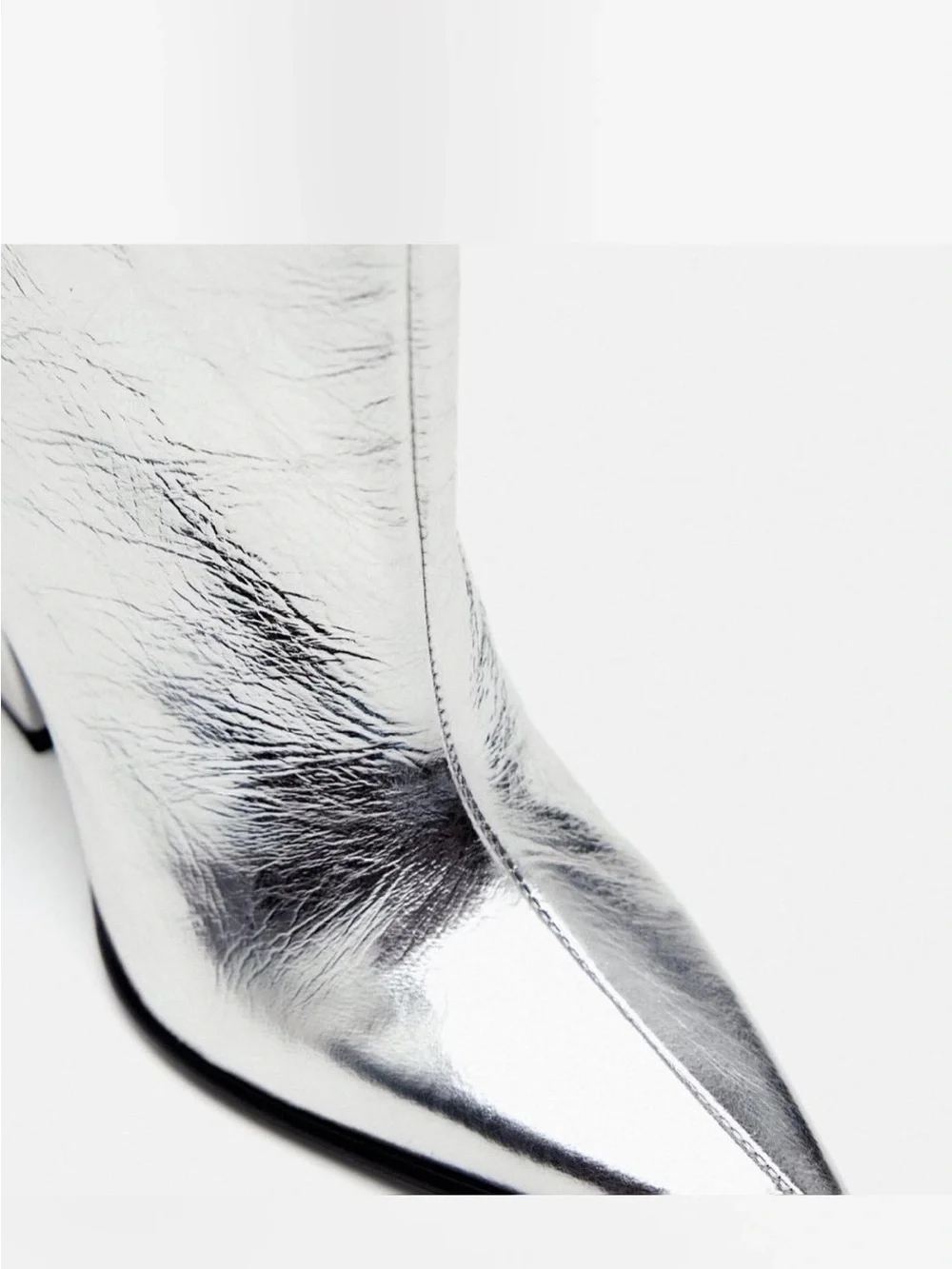 BNWT Zara Silver Metallic Knee-High Block Heel Boots - Women Sz 40 9